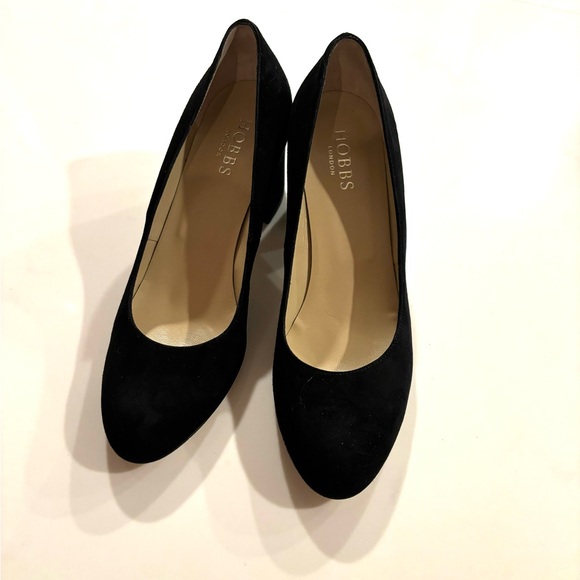 HOBBS London•black suede leather Sarah court block heel pump heels 37.5 EUC - Picture 2 of 8